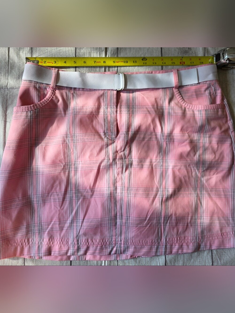 Izod Golf Skirt Cool FX Women’s Size 16 Skort Athleisure Pink Plaid Pockets NWT - Picture 9 of 10